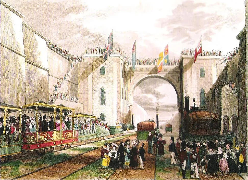 Great fanfare at Edge Hill for the opening of the Liverpool and Manchester Railway